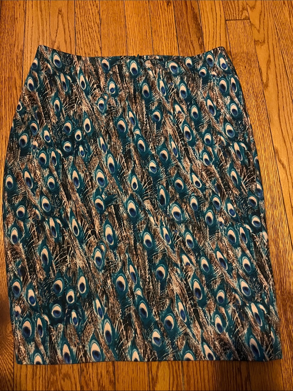 Talbots Peacock Print Blue Women's Skirt